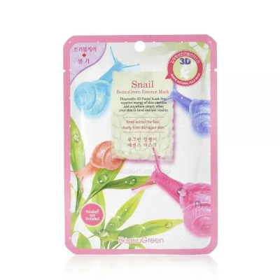 Маска тканевая для лица BeauuGreen 3D с экстрактом улитки  фото