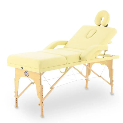 Массажный стол складной MED-MOS JF-Tapered 4-х секционный, деревянная  рама, бежевый фото