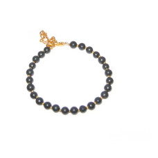 Браслет из шунгита - 6мм / 26шт. - с золотистым бисером.  фото