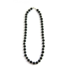 Бусы из шунгита - 9мм/44шт. - с вставкой цветочек  фото