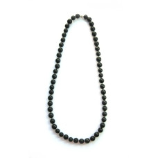 Бусы из шунгита - 9мм/55шт - с серебристыми бисерными вставками.  фото