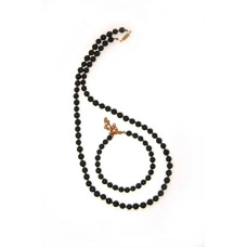 Гарнитур Бусы и браслет - 6мм, с золотистым бисером  фото