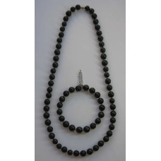 Гарнитур Бусы и браслет с серебристыми бисерными вставками  фото