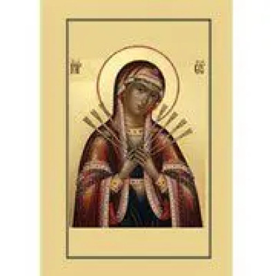 Пластина шунгитовая для телефона прямоугольная Семистрельная икона Божией Матери  фото