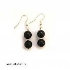 Серьги из шунгита Две бусинки 9мм  фото