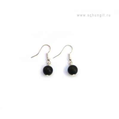 Серьги из шунгита Одна бусинка 9мм  фото