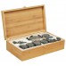 Набор массажных камней из базальта в коробке из бамбука (60 шт.) НК-3Б