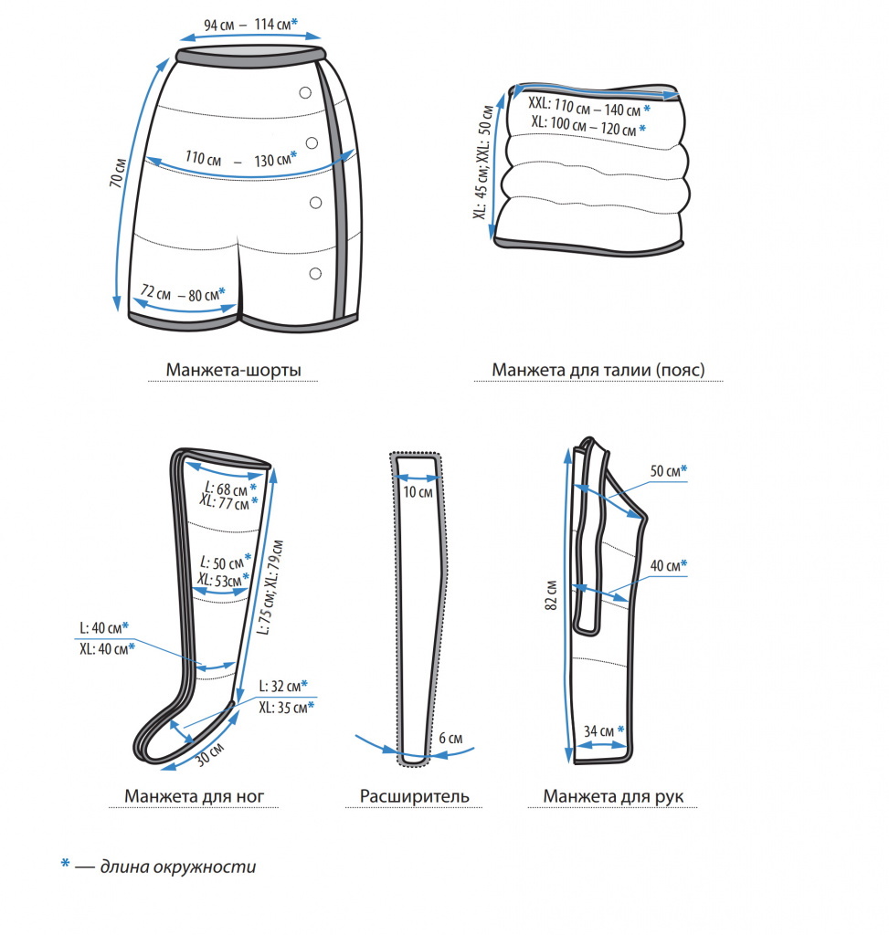 размеры манжеты для талии
